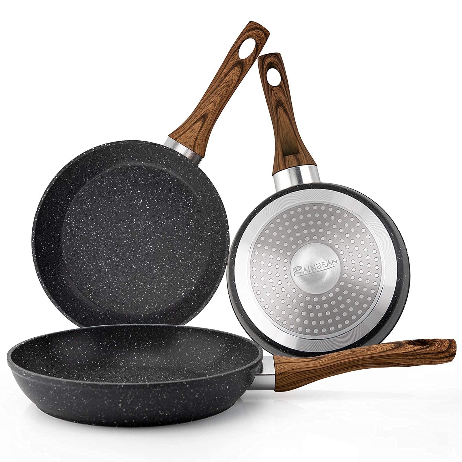 3-Piece Nonstick Frying Pan Set - PFOA-Free Cookware Set